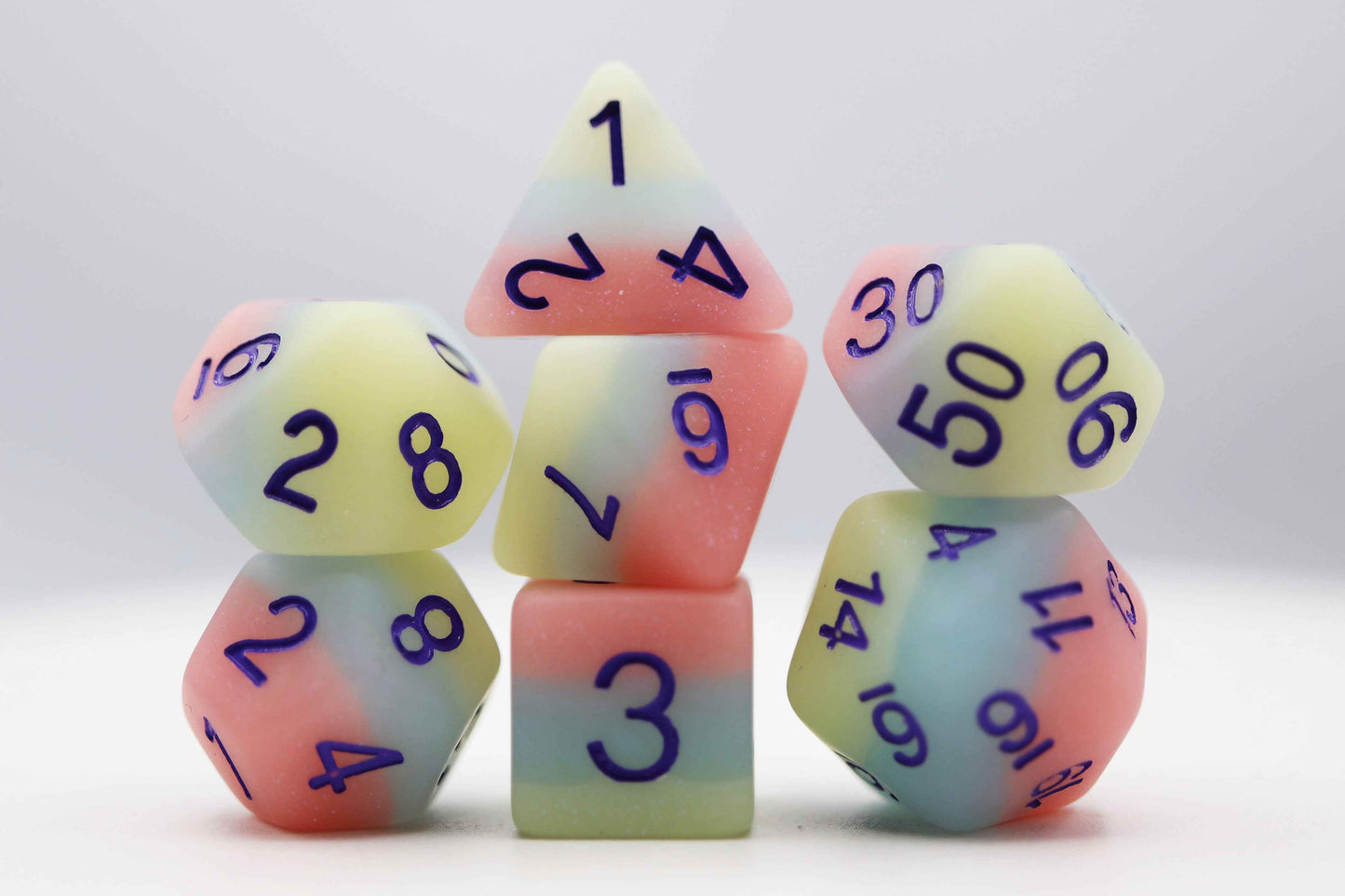 Peach Snow Cone RPG Dice Set | 7-Piece Polyhedral Dice for TTRPGs