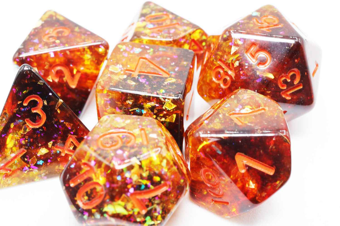 Pumpkin Light RPG Dice Set | 7-Piece Polyhedral Dice for TTRPGs