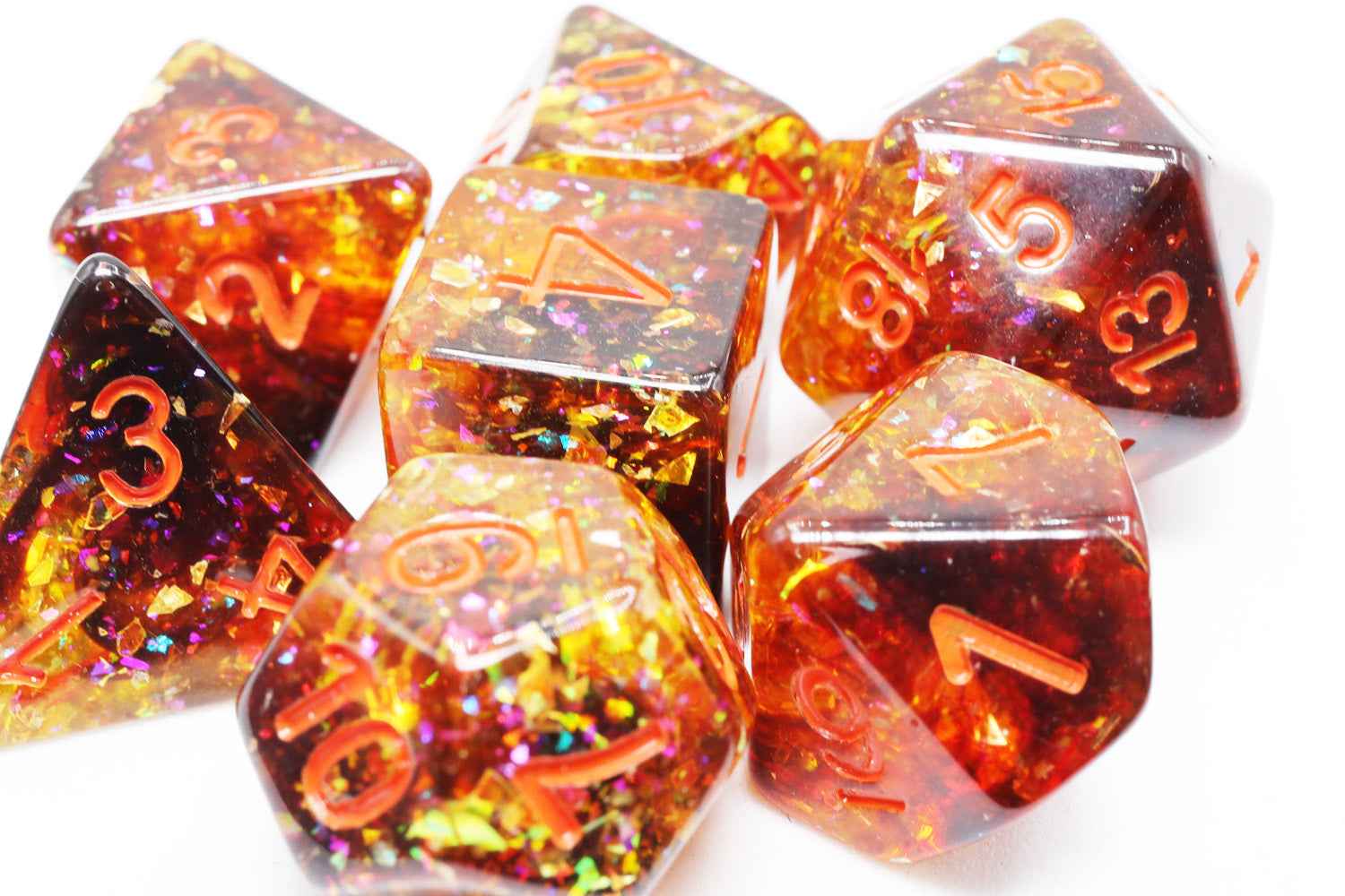 Pumpkin Light RPG Dice Set | 7-Piece Polyhedral Dice for TTRPGs