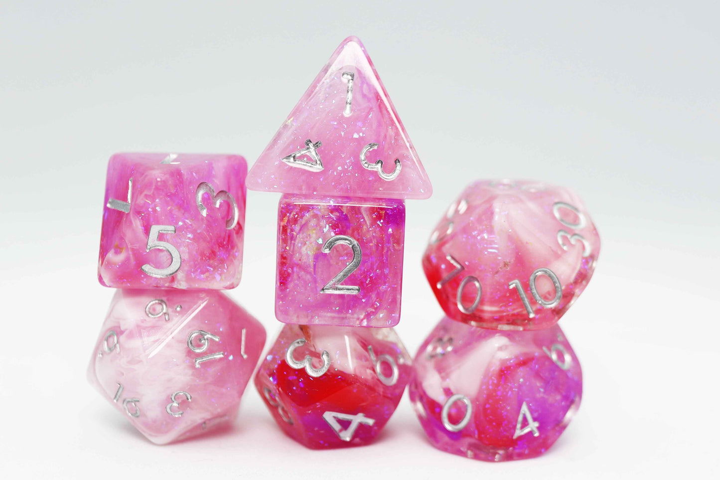 Flushed Frost RPG Dice Set | 7-Piece Polyhedral Dice for TTRPGs