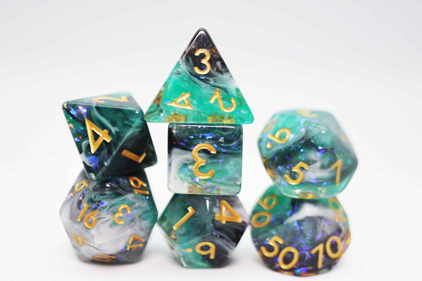 Forest Fog RPG Dice Set | 7-Piece Polyhedral Dice for TTRPGs