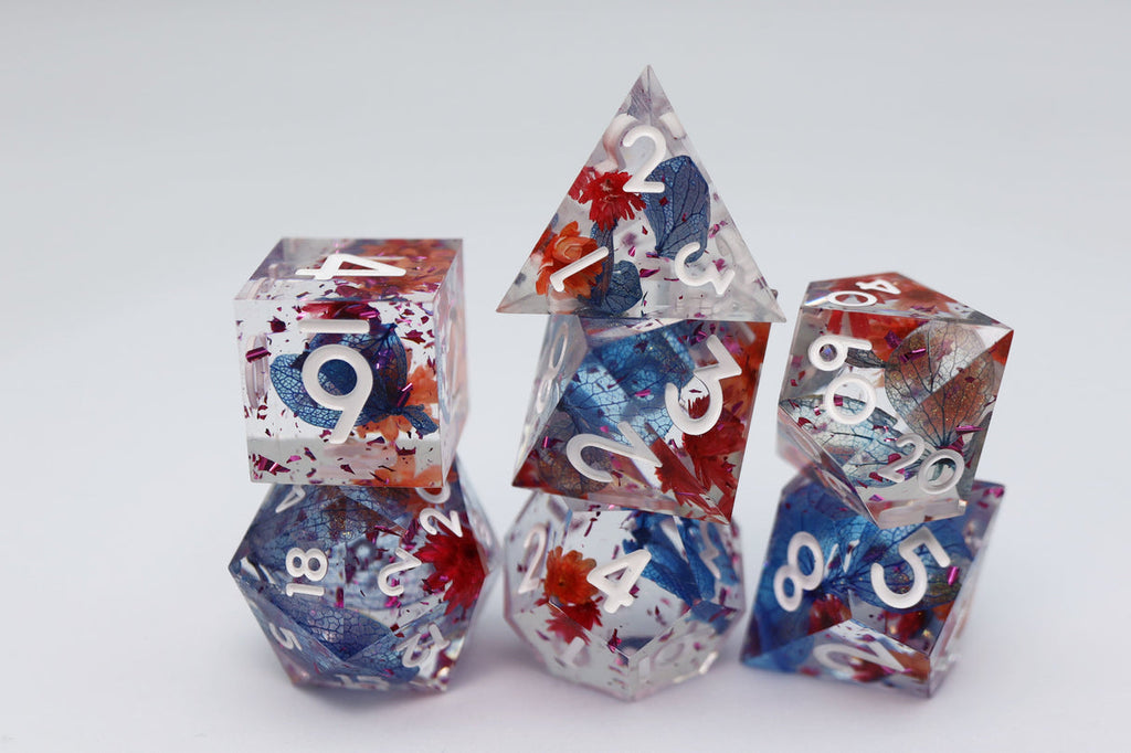 Sharp Edge Resin RPG Dice Set - Blooming Tempest