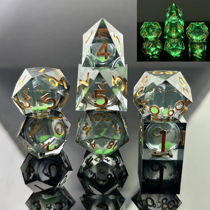 Sharp-Edged Glow in the Dark Liquid Core Dice