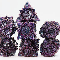 Floral Starburst: Burnt Nightshade - Metal RPG Dice Set