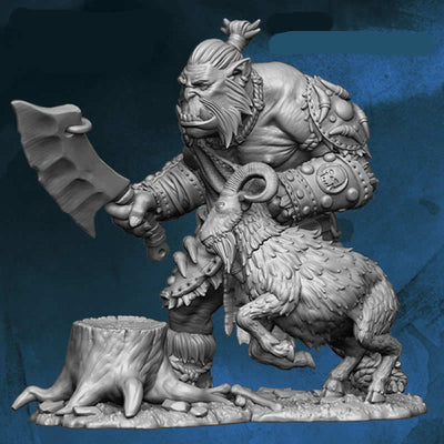 FLM28011 Orc Butcher Dragging Goat Figure Kit 28mm Heroic Scale Miniature Unpainted