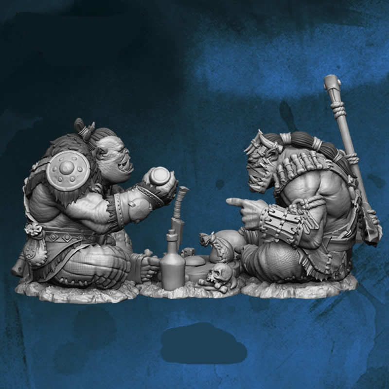 FLM28014 Orcs Gambling Figure Kit 28mm Heroic Scale Miniature Unpainted