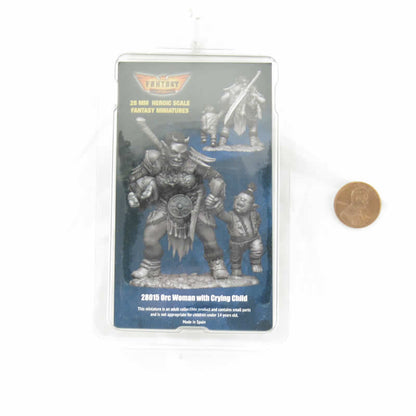 FLM28015 Orc Woman with Crying Child Figure Kit 28mm Heroic Scale Miniature Unpainted