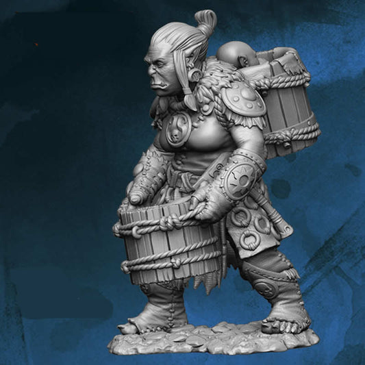 FLM28017 Orc Woman with Food Bucket Figure Kit 28mm Heroic Scale Miniature Unpainted