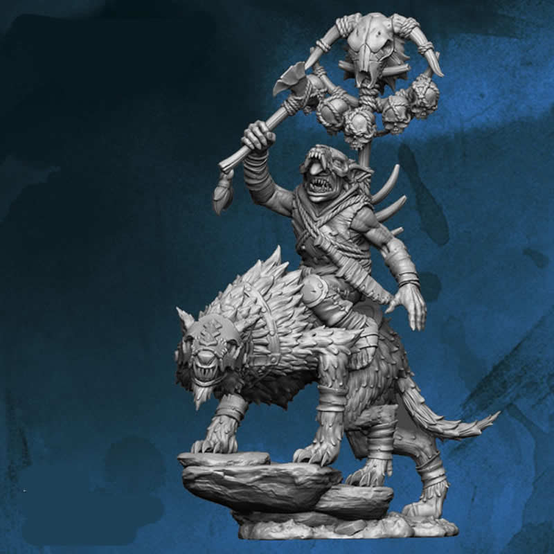FLM28033 Goblin Standard Bearer on Warg Figure Kit 28mm Heroic Scale Miniature Unpainted