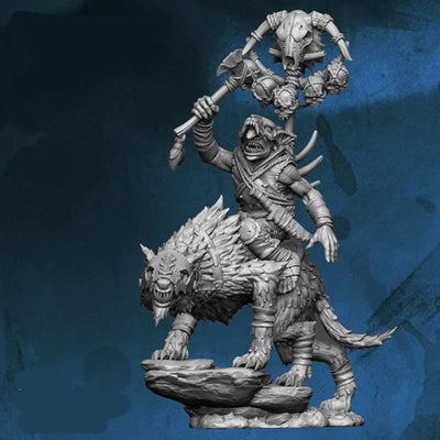 FLM28033 Goblin Standard Bearer on Warg Figure Kit 28mm Heroic Scale Miniature Unpainted