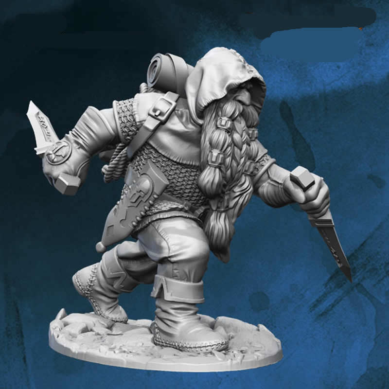 FLM28076 Usher Dwarven Assassin Figure Kit 28mm Heroic Scale Miniature Unpainted