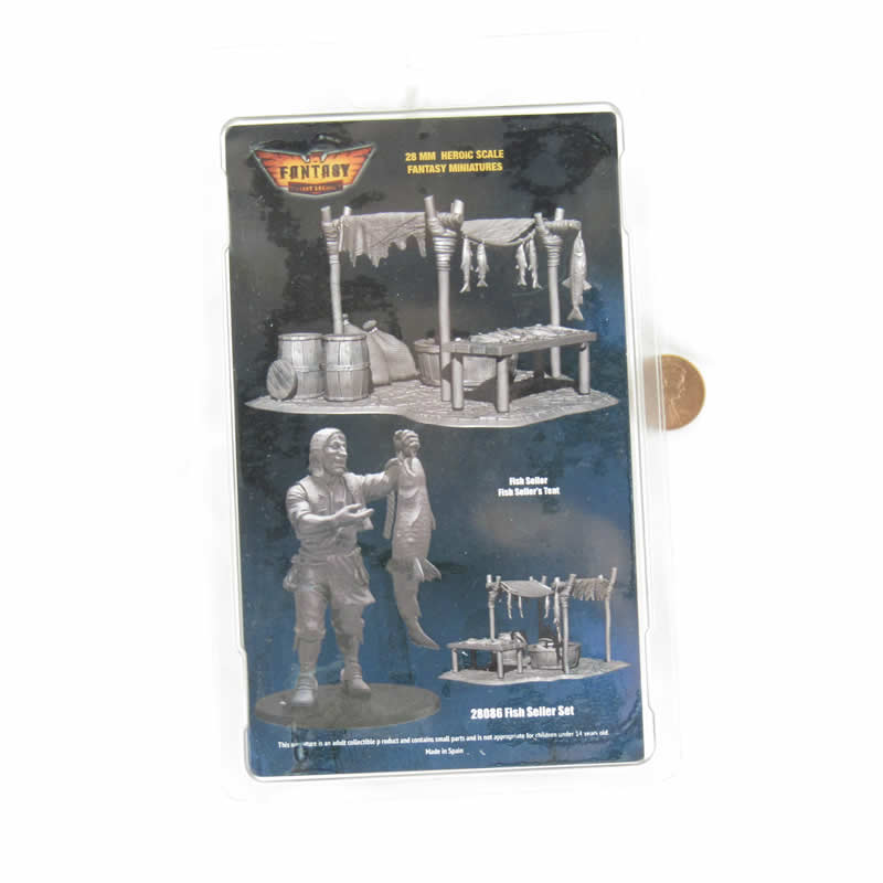 FLM28086 Fish Seller and Sellers Tent Figure Kit 28mm Heroic Scale Miniature Unpainted