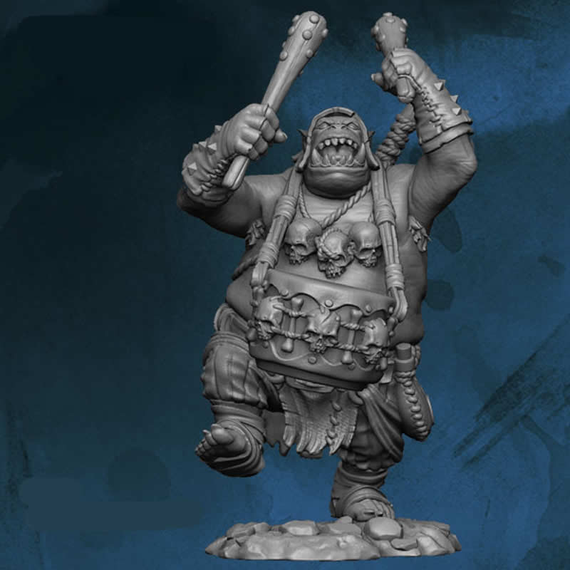 FLM28107 Orc Drummer Plogger Figure Kit 28mm Heroic Scale Miniature Unpainted
