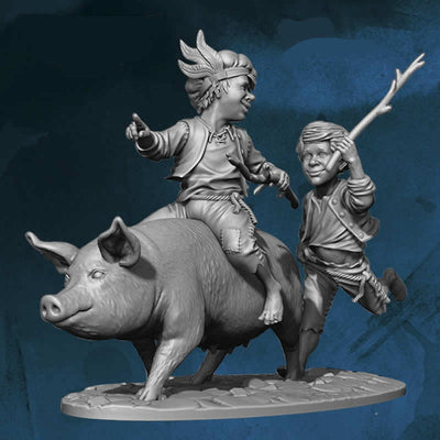 FLM28134 Town Children Figure Kit 28mm Heroic Scale Miniature Unpainted