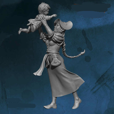 FLM28136 Mother with Baby Figure Kit 28mm Heroic Scale Miniature Unpainted