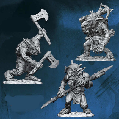 FLM28GOB03 Goblin Warriors 3 Different Goblins Figure Kit 28mm Heroic Scale Miniature Unpainted