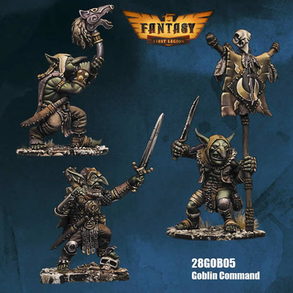 FLM28GOB05 Goblin Command Pack Leader, Standard, Muscian Figure Kit 28mm Heroic Scale Miniature Unpainted