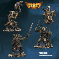 FLM28GOB05 Goblin Command Pack Leader, Standard, Muscian Figure Kit 28mm Heroic Scale Miniature Unpainted