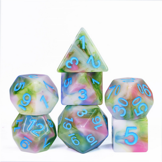 Field of Spring RPG Dice Set | 7-Piece Polyhedral Dice for TTRPGs