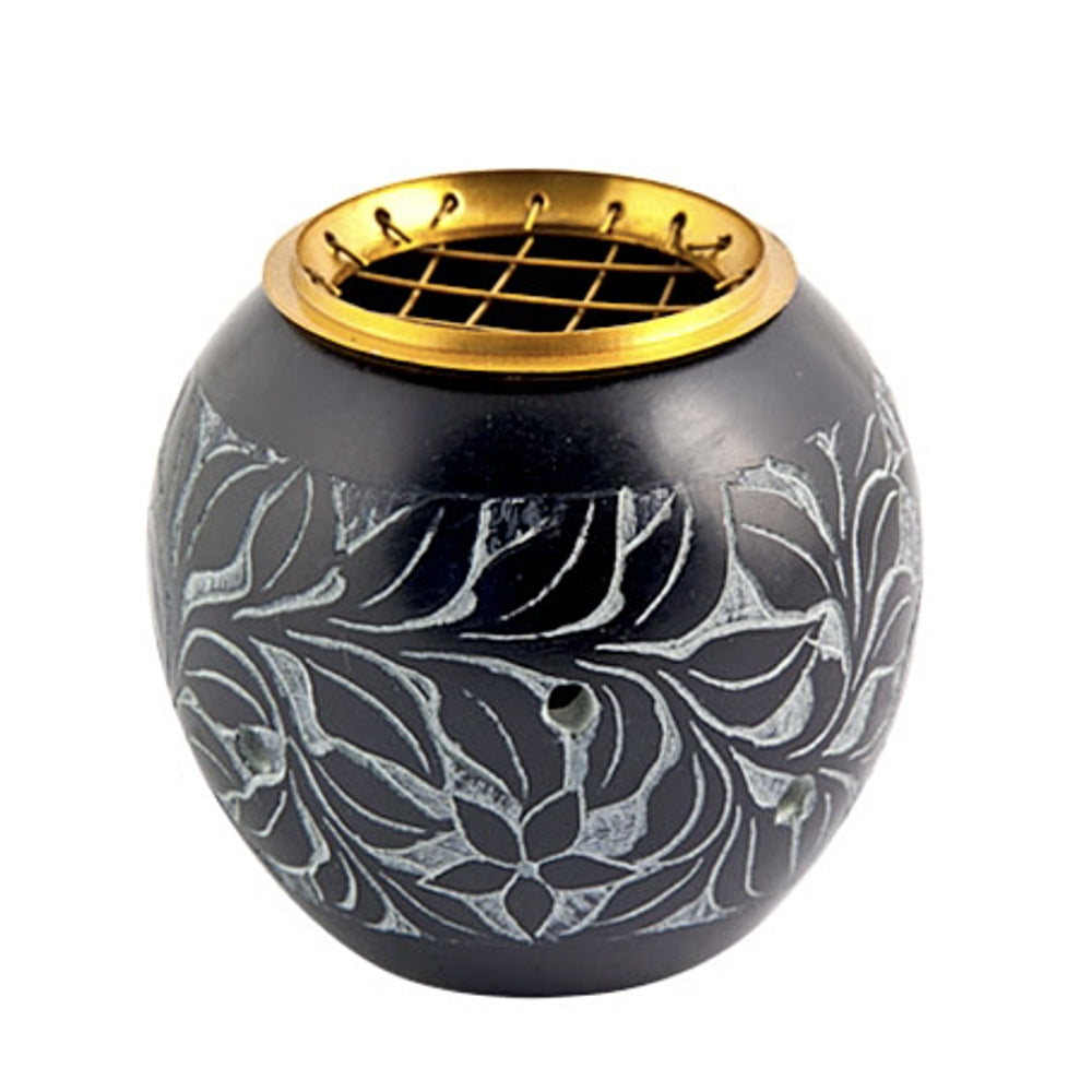 Floral Carved Screen Charcoal Burner