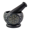 Flower of Life Carved in Gold Mortar & Pestle 3.5" x 2.5"