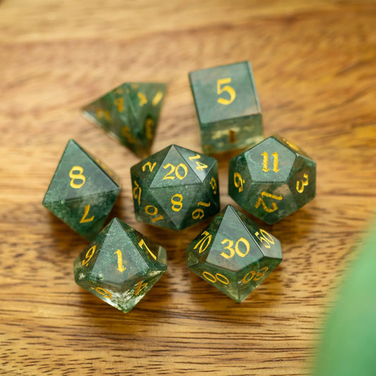 Forest Moss Green Glass DND Dice Set