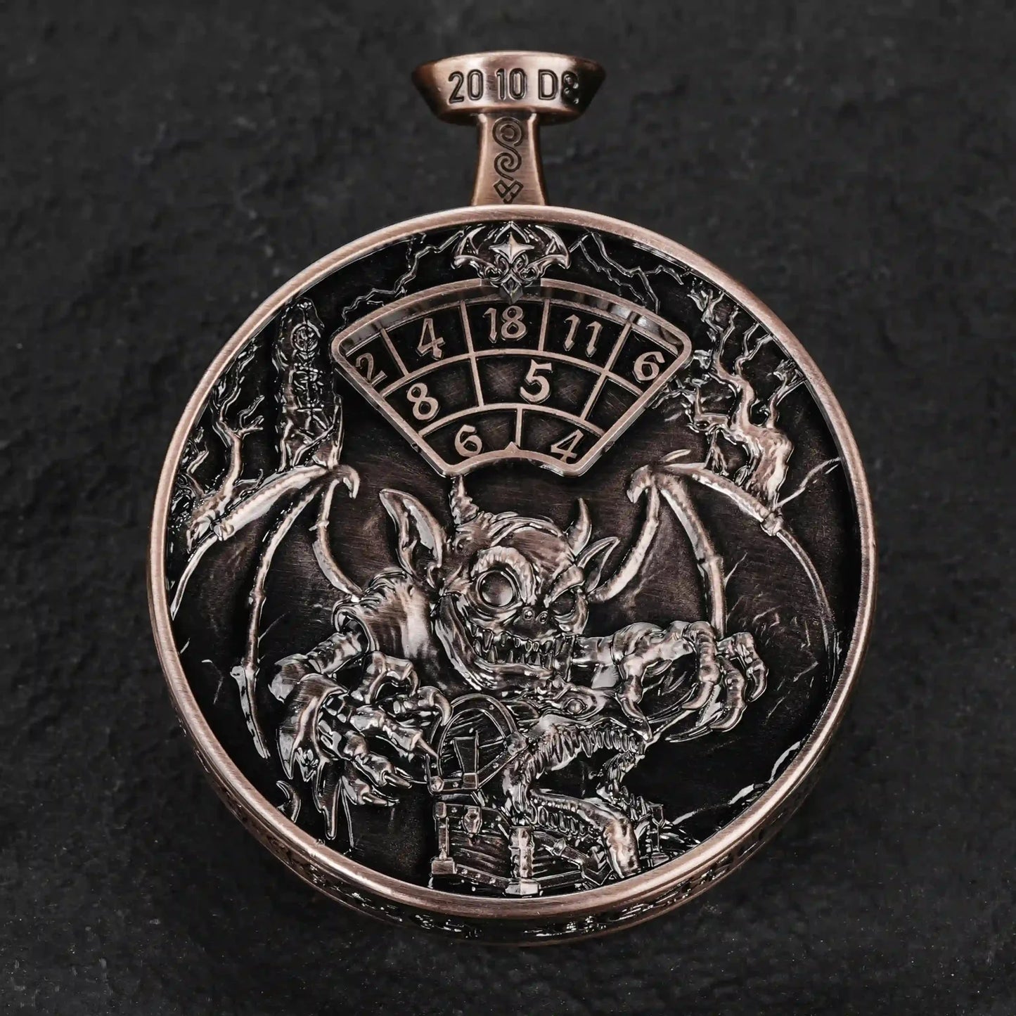 Unique Metal DND Spinning Dice Pocket Watch