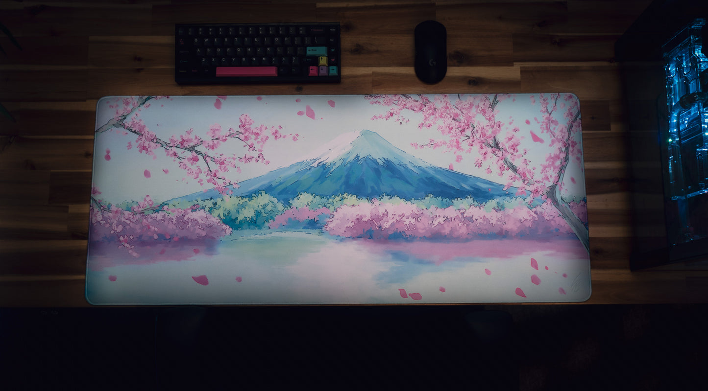 "Fuji Bloom" — Cherry Blossom Deskmat