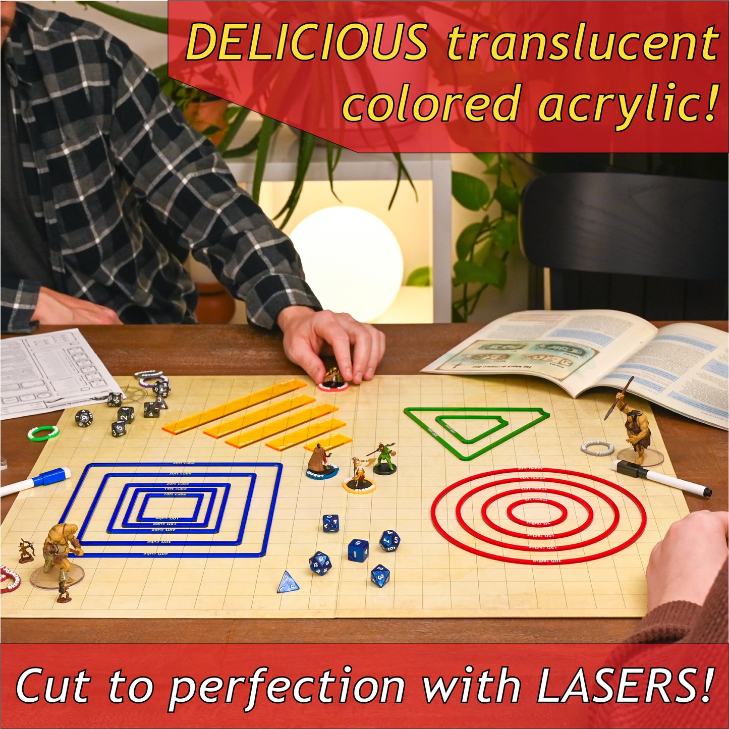 DND Area of Effect Spell Templates – Set of 16 AOE Markers for RPG