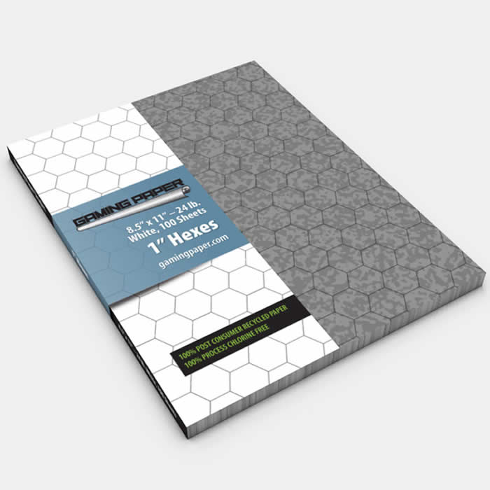 GGP1902 Grey Cobblestone Gaming Paper 1in Hexes Singles (100 Sheets)