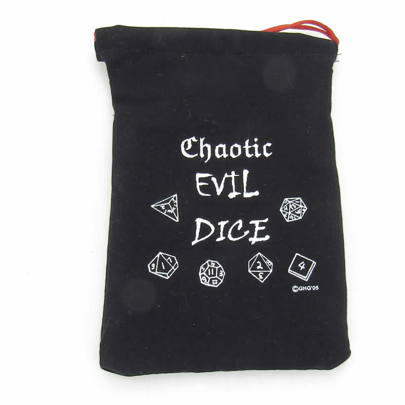 GHGCB1025 Chaotic Evil Dice Bag 7inx5in Drawstring Gallant Hands Gamers Gear
