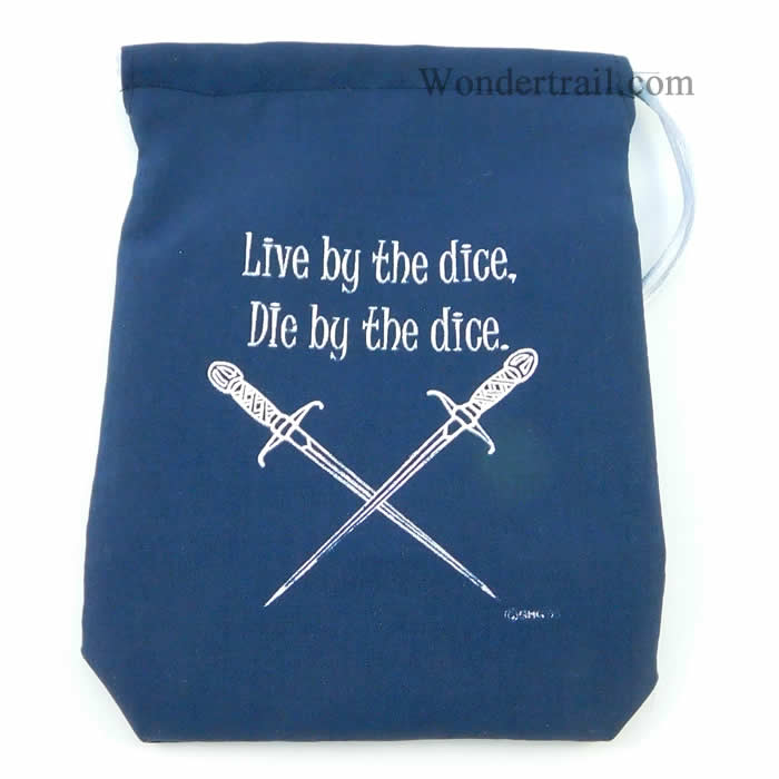 GHGCB1026 Live Or Die By The Dice Bag 7inx5in Drawstring Gallant Hands Gamers Gear