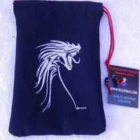 GHGSA5001 Silver Tribal Dragon Black Dice Bag 7inx5in Drawstring Gallant Hands Gamers Gear