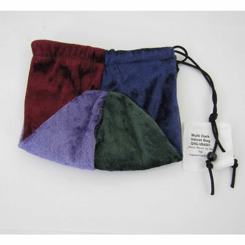 GHGVB4001 Multi Dark Color Velvet Dice Bag 7inx5in Drawstring