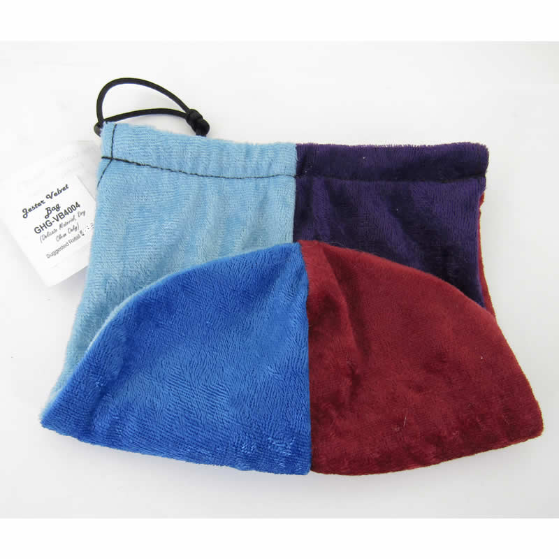 GHGVB4004 Jester Multi-colored Velvet Dice Bag 7inx5in Drawstring