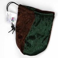 GHGVB4011 Brown and Forest Green Velvet Dice Bag 7inx5in Drawstring