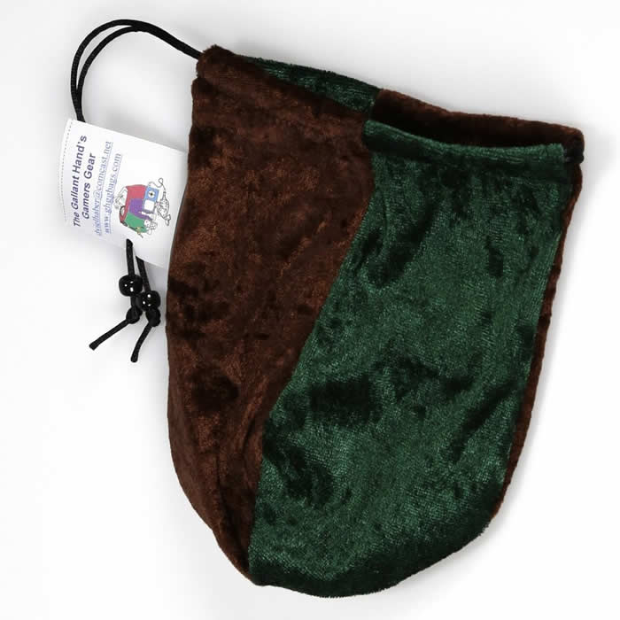 GHGVB4011 Brown and Forest Green Velvet Dice Bag 7inx5in Drawstring