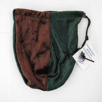 GHGVB4011 Brown and Forest Green Velvet Dice Bag 7inx5in Drawstring