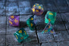Gemstone Rainbow Fluorite Hand Carved DND Dice Set