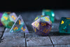 Gemstone Rainbow Fluorite Hand Carved DND Dice Set