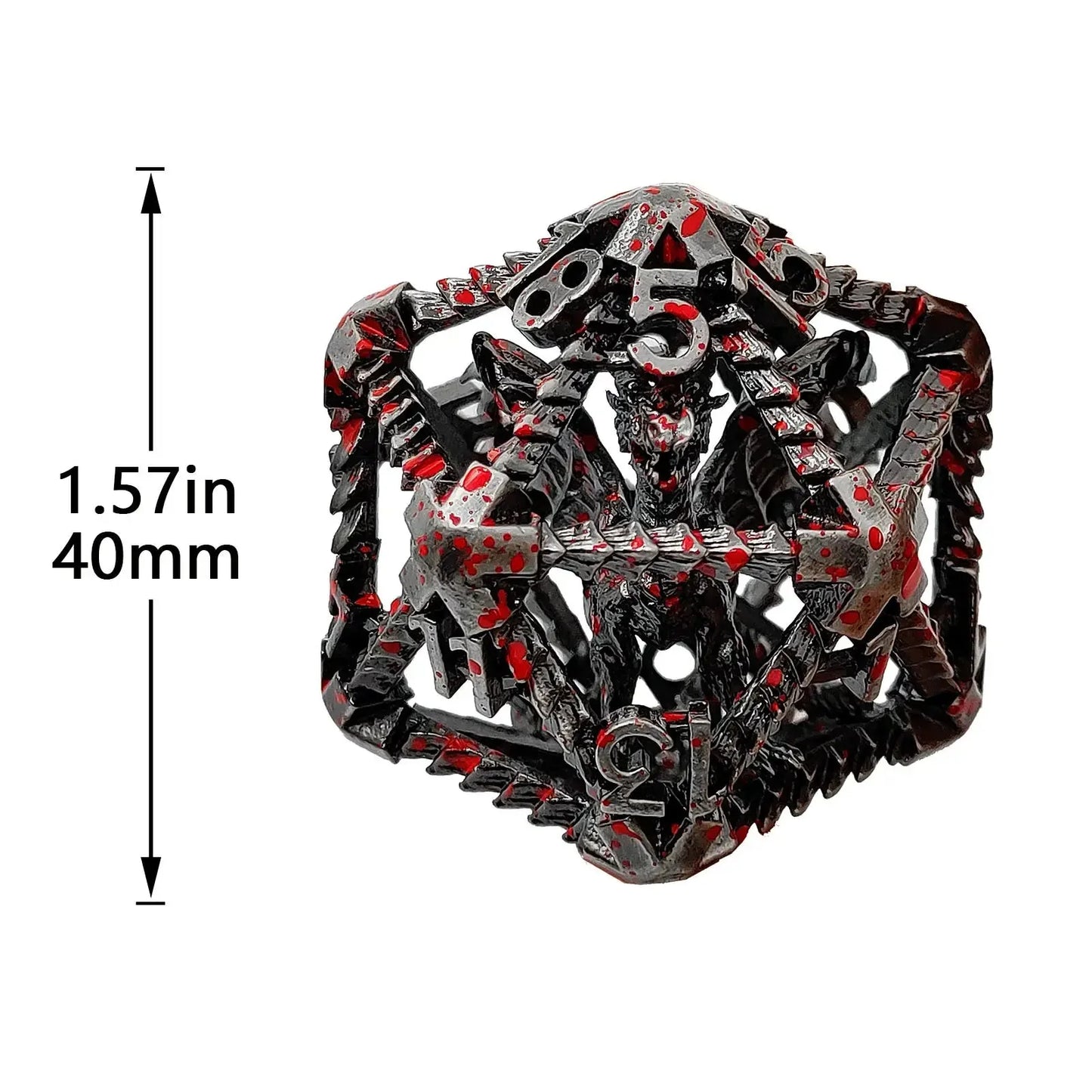 3D Metal  Flying Dragon Hollow D20 Polyhedron Dice 40mm 20 Sided Dice