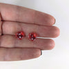 Glittering Red D20 Stud Earrings - Sparkle Dice Jewelry