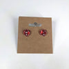 Glittering Red D20 Stud Earrings - Sparkle Dice Jewelry
