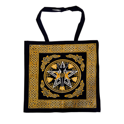 Earth Goddess Pentacle Tote Bag 18" x 18" - Pagan Canvas Bag