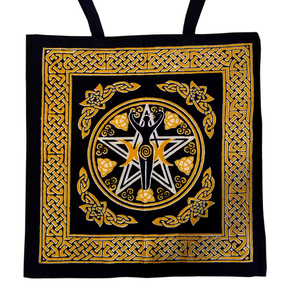 Earth Goddess Pentacle Tote Bag 18" x 18" - Pagan Canvas Bag