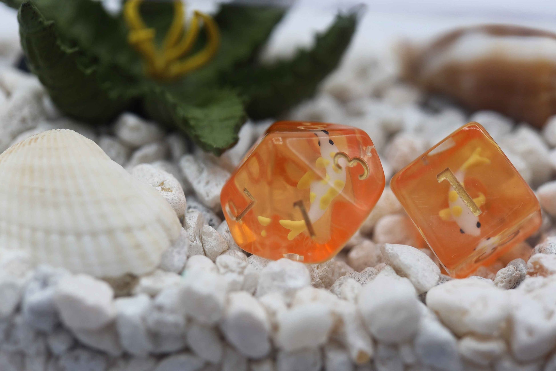 Golden Koi Fish RPG Dice Set | 7-Piece Polyhedral Dice for TTRPGs