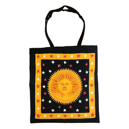 Lotus Black Velvet Embroidered Bag - 5" x 7" Spiritual Pouch