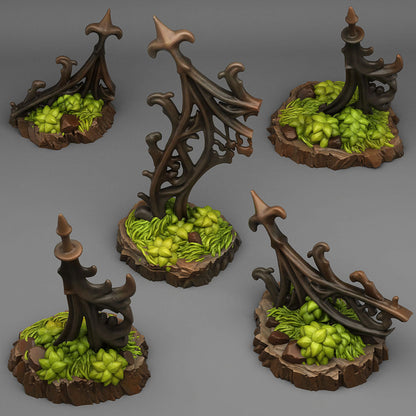 3D Printed Fantastic Plants and Rocks Gothic Gate Ruins 28mm - 32mm D&D Wargaming