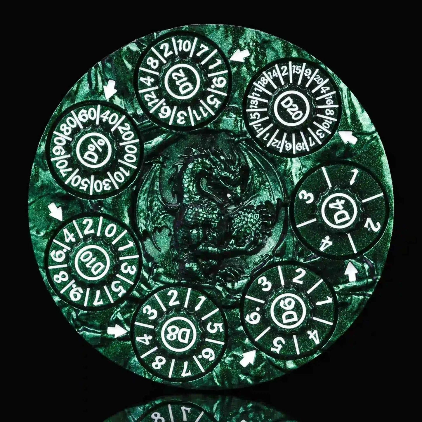 Unique Dice Spinner: 7-in-1 Metal 3D Relief Dragon DND Roulette Dice Spinner
