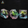 Green Dragon's Eye Kernel - Silver Font Resin 10 Sided Dice (D10 Dice)